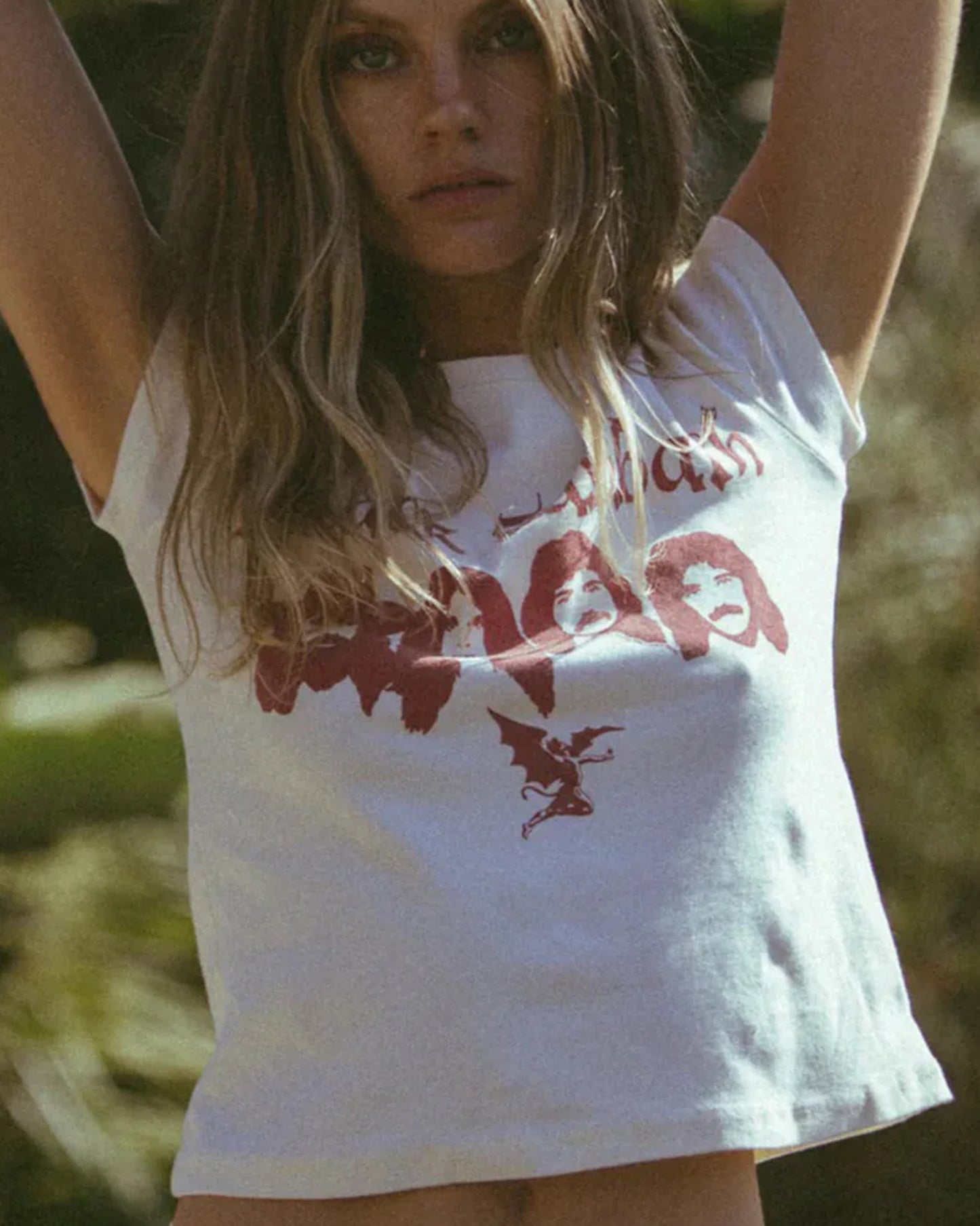Women's Black Sabbath Baby Tee - White