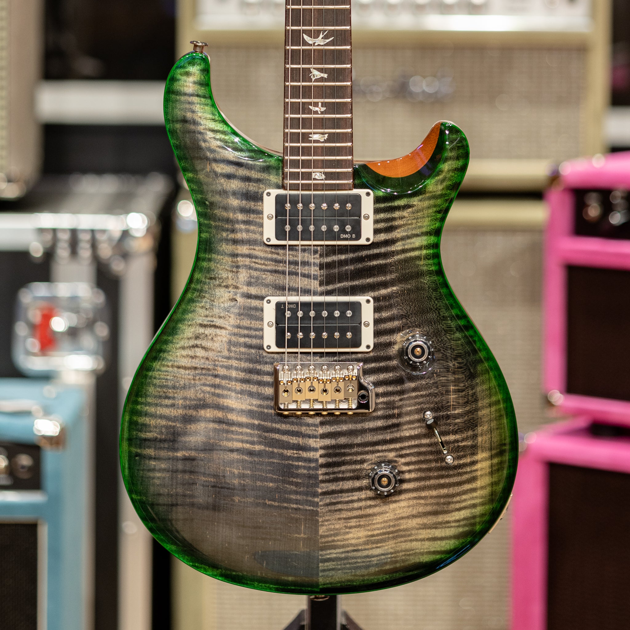 PRS Custom 24 - Charcoal Emerald Green Burst – Round Hill Music Co