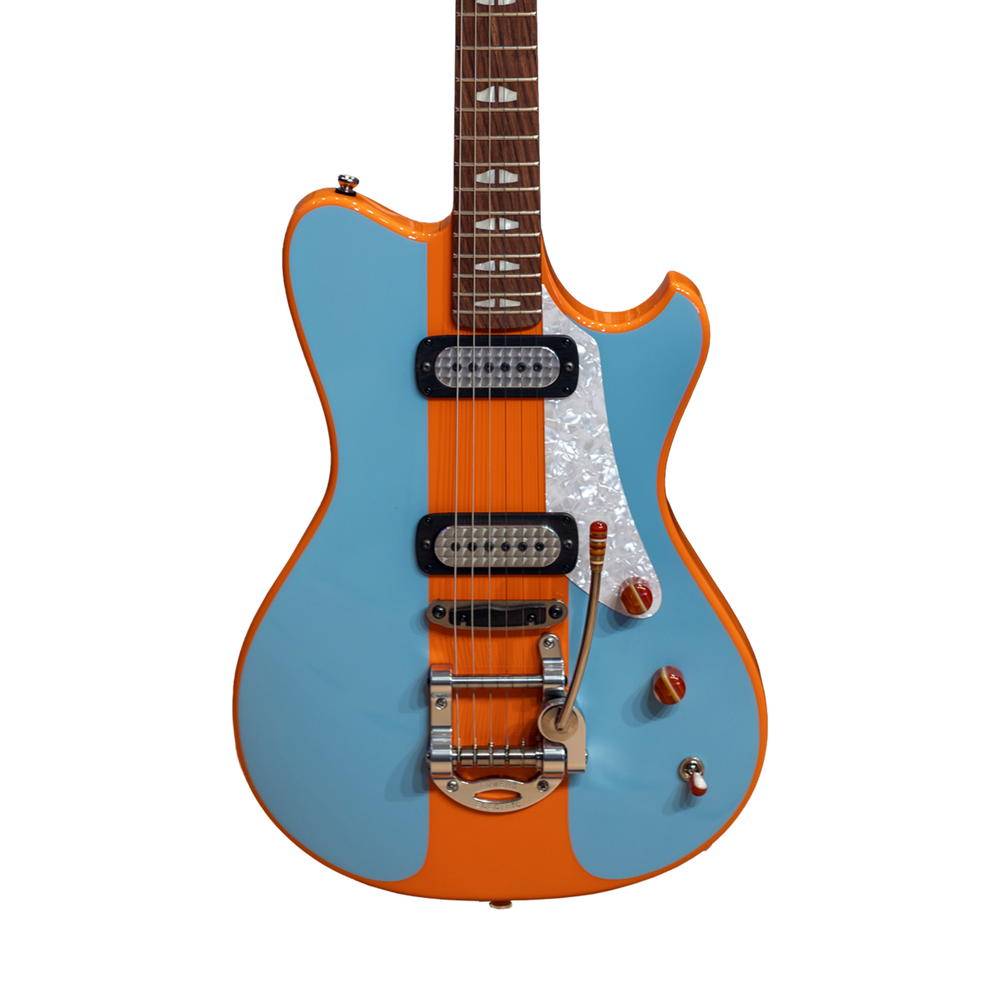 Powers Electric A-Type FF42 Two-Tone w/ Racing Stripe - Gulf Powder Blue & Marigold