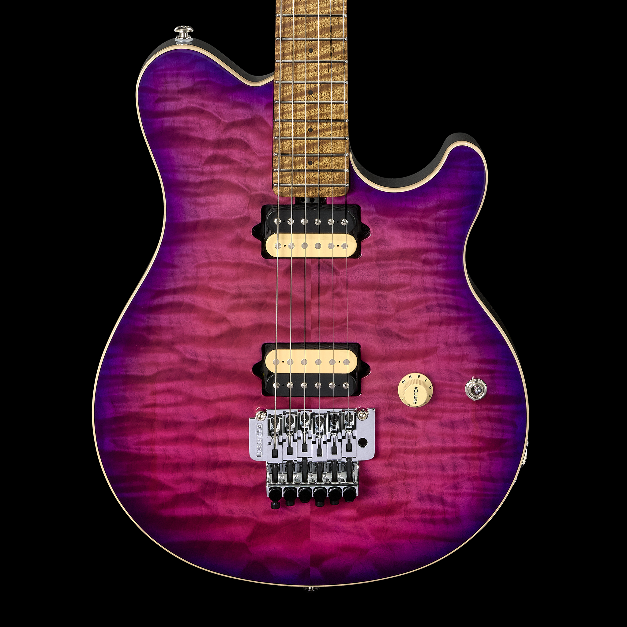 ギター MUSIC MAN AXIS Trans Pink Quilted Maple Sterling By Music Man Axis Quilted Maple Electric Guitar - Trans