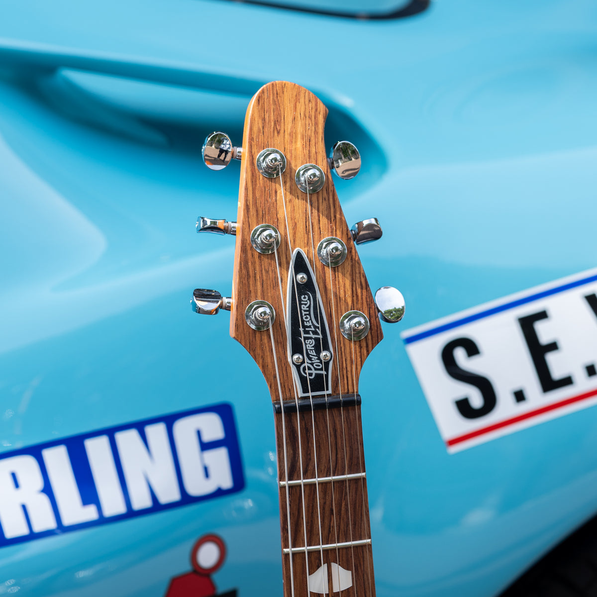 Powers Electric A-Type FF42 Two-Tone w/ Racing Stripe - Gulf Powder Blue & Marigold