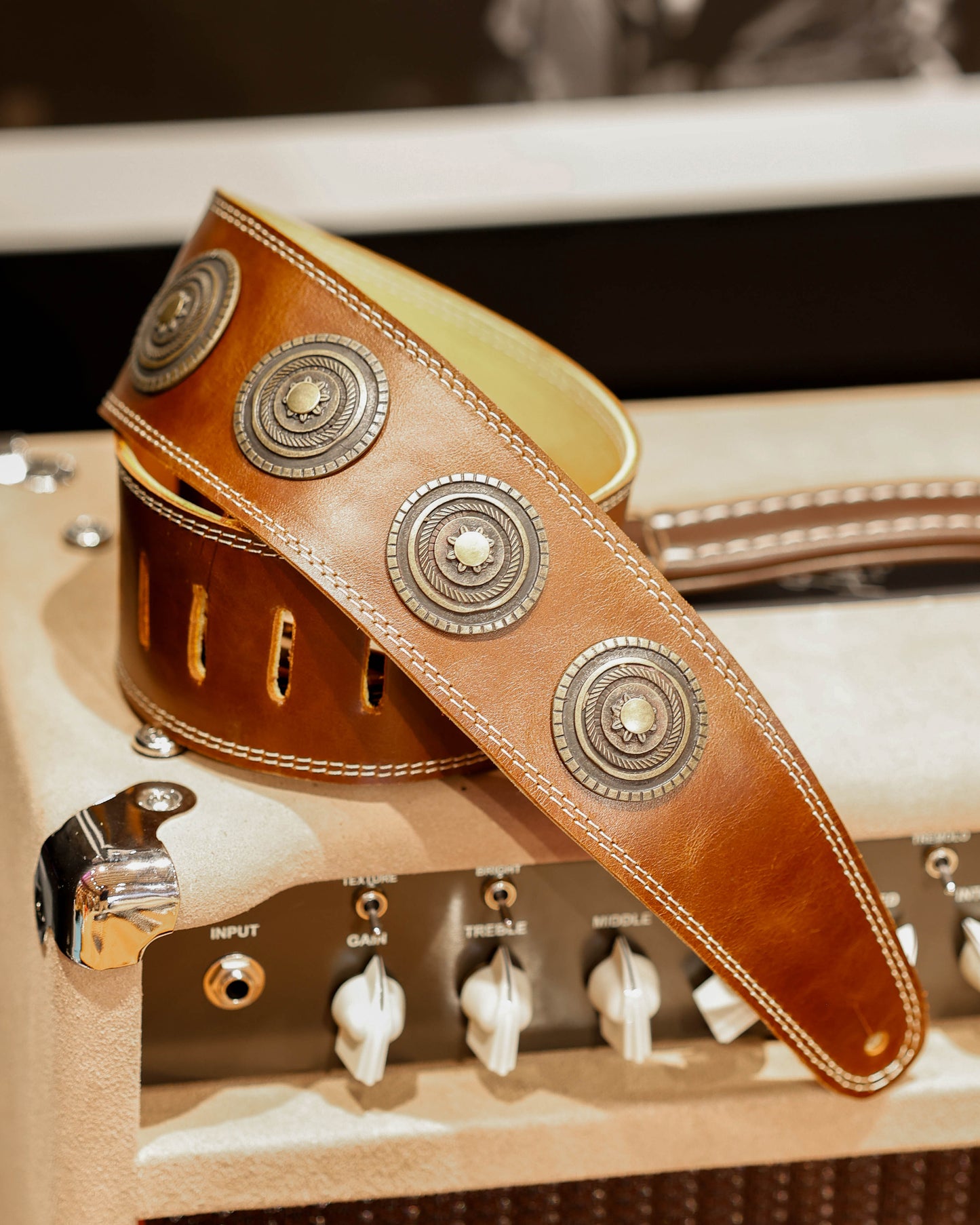 Henry Heller Antiqued Concho Medallion Guitar Strap