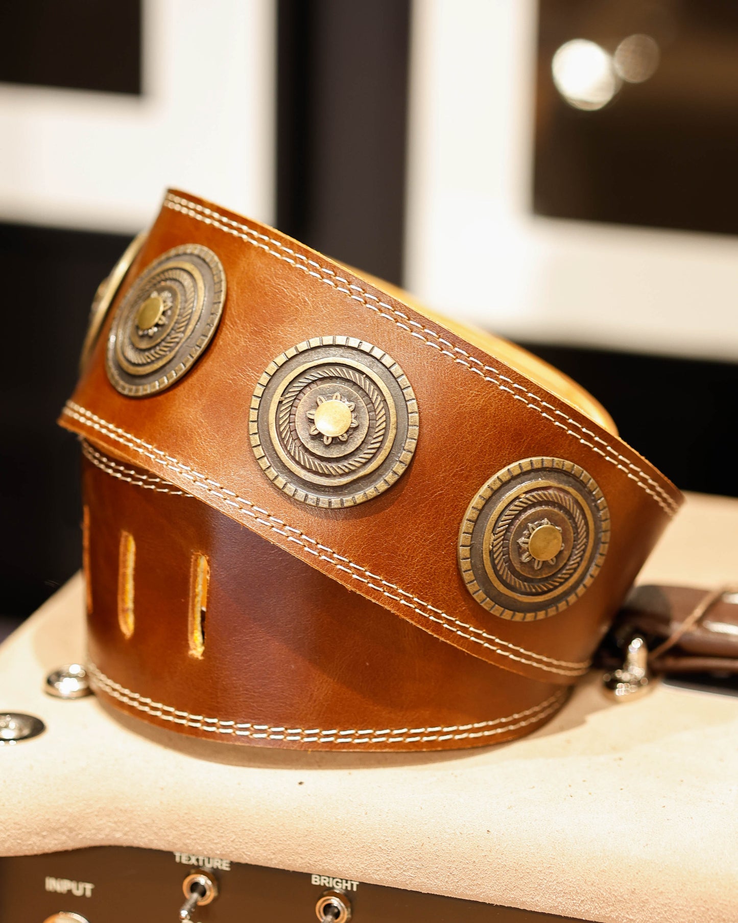 Henry Heller Antiqued Concho Medallion Guitar Strap
