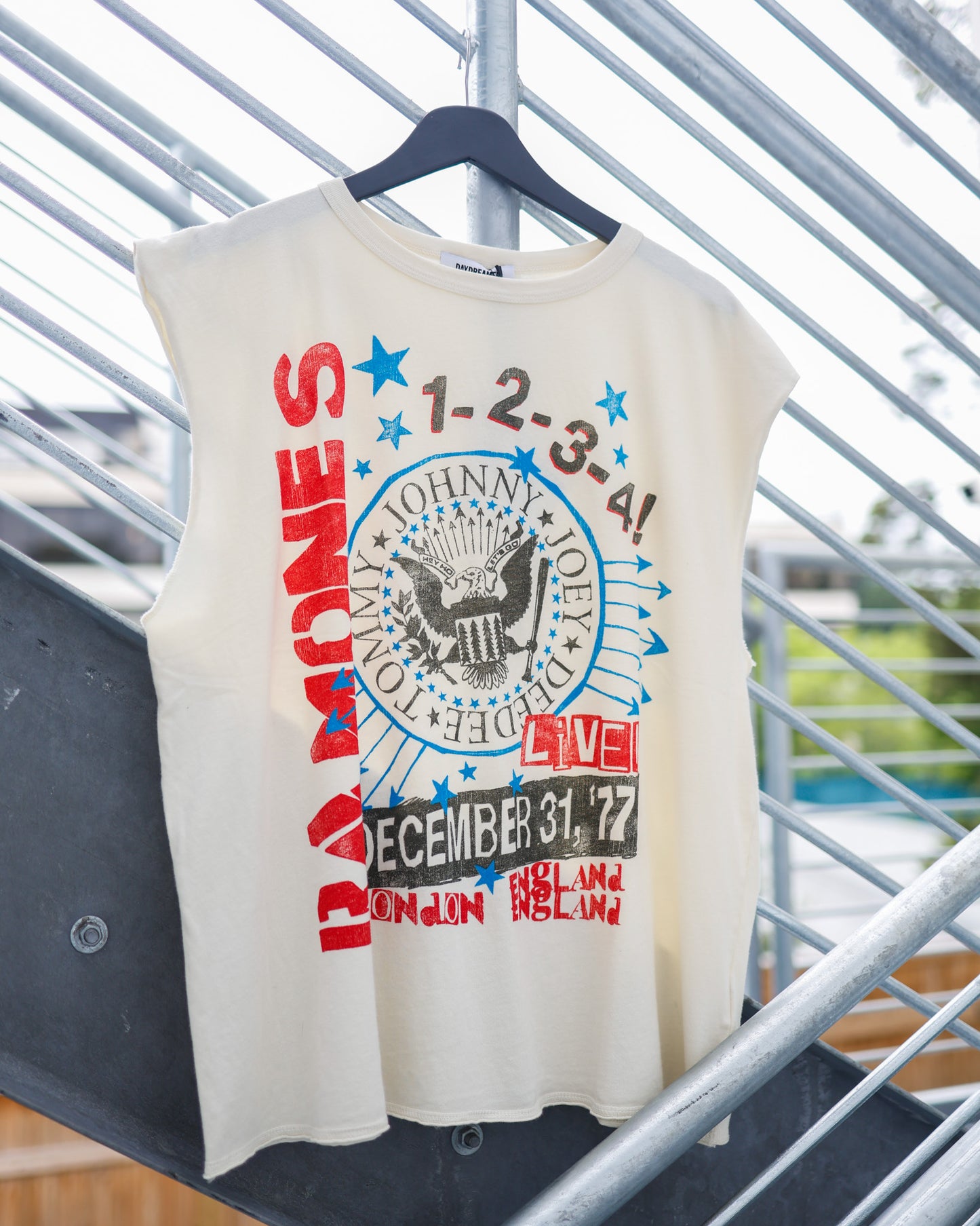 Women's Ramones 77 Show Poster Muscle Tank - Stone