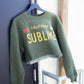 Women's Sublime License Plate Cut Off Sweatshirt - Military Green