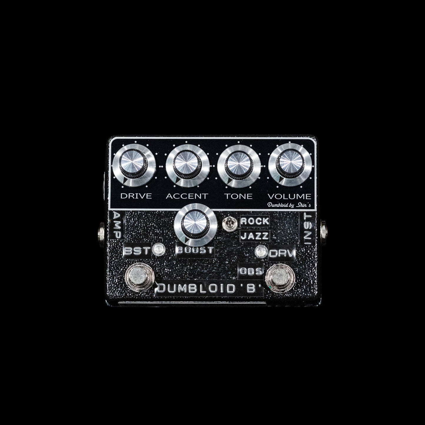 Shin's Music Dumbloid 'B' ODS Boost Custom Preamp Drive Pedal - Black Hammer / Black Panel