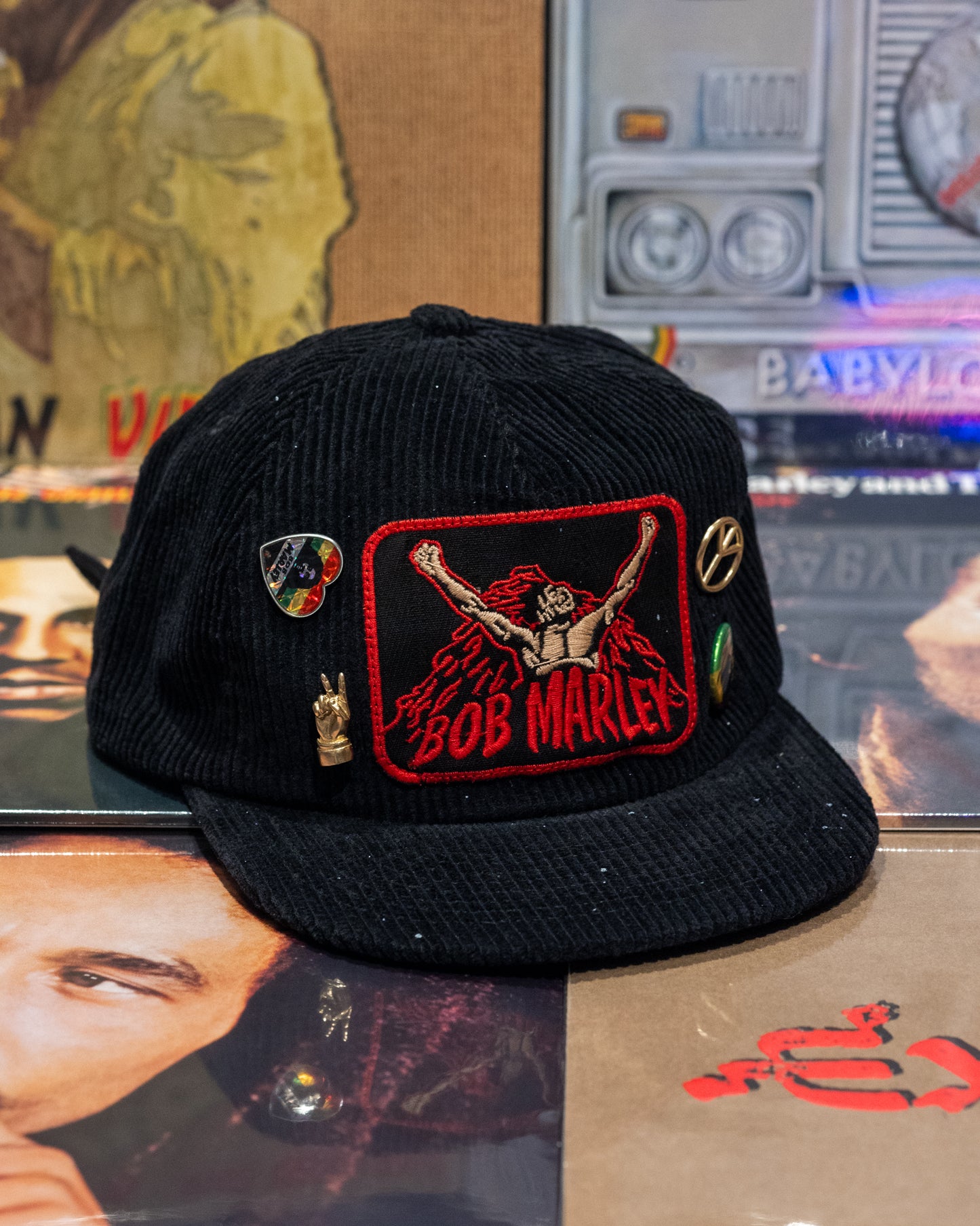 Madeworn Bob Marley Corduroy Patch Hat - Black