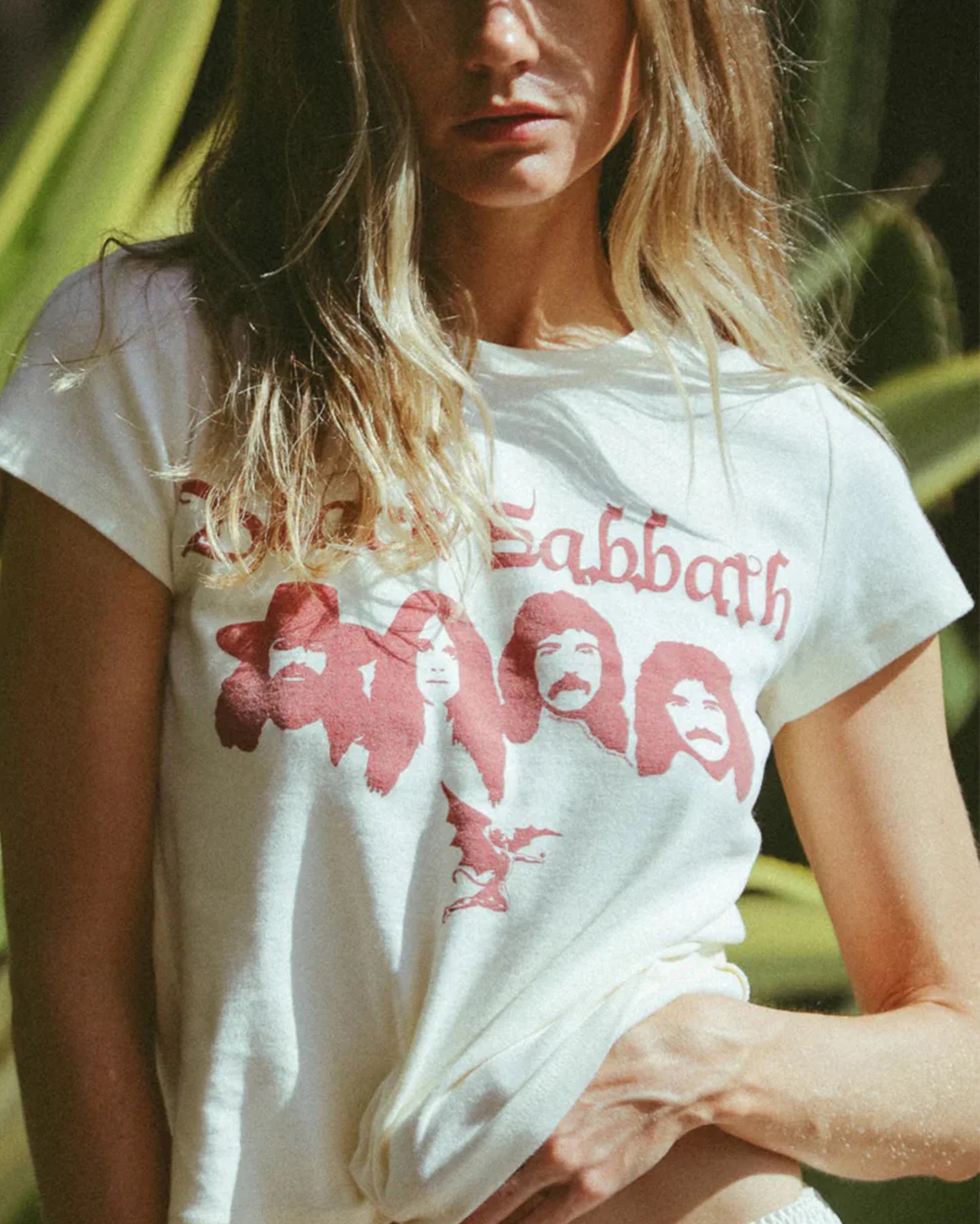 Women's Black Sabbath Baby Tee - White