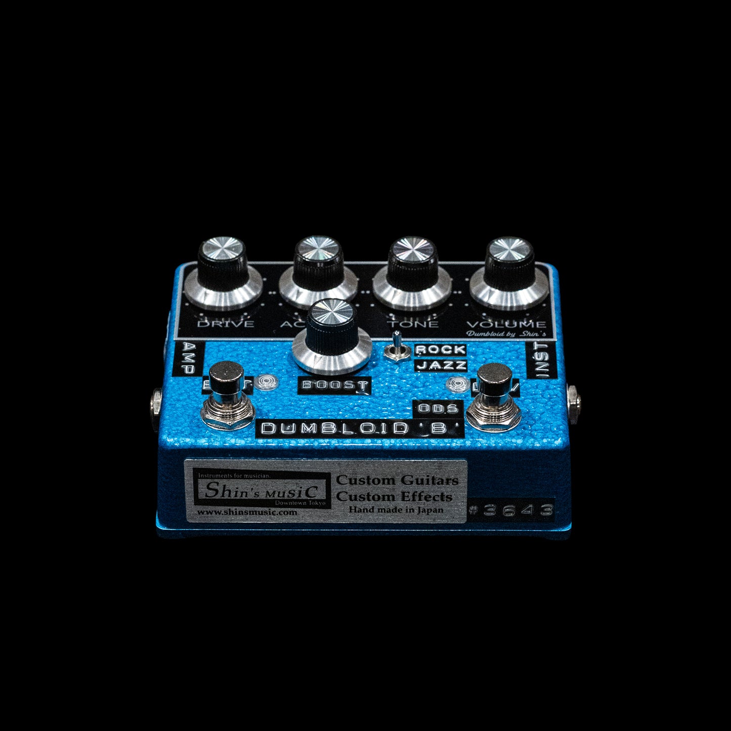 Dumbloid 'B' ODS Boost Custom Preamp Drive Pedal - Blue Hammer / Black Panel