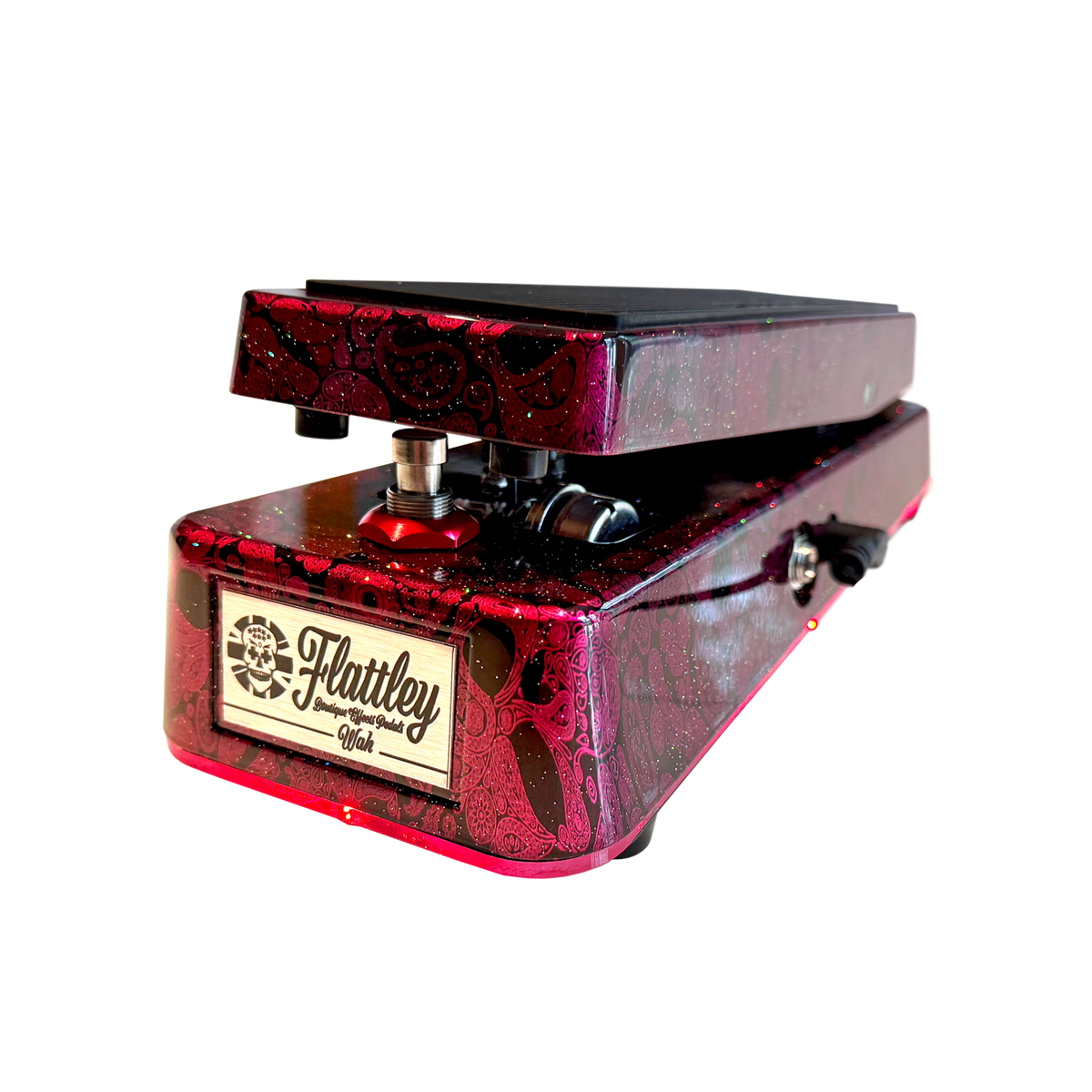 Flattley Wah Pedal 10th Anniversary Edition - Red Paisley Skulls
