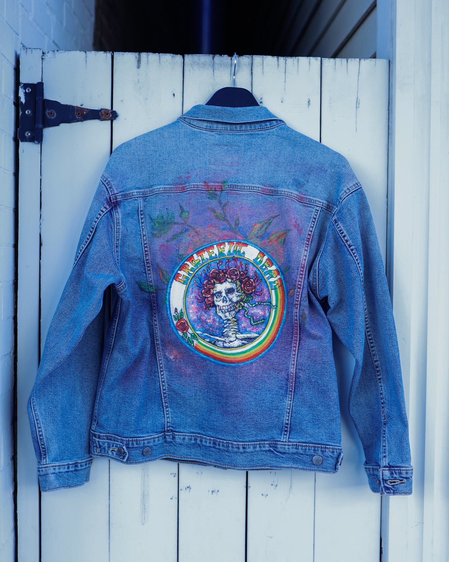 Grateful Dead Hand-Painted Denim Jacket (Large)