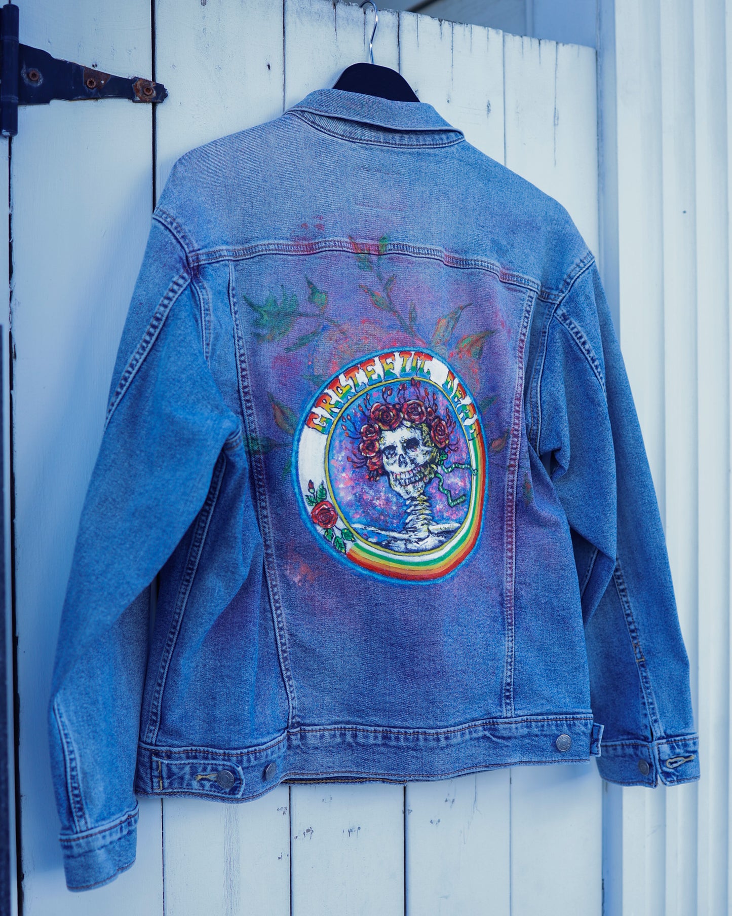 Grateful Dead Hand-Painted Denim Jacket (Large)