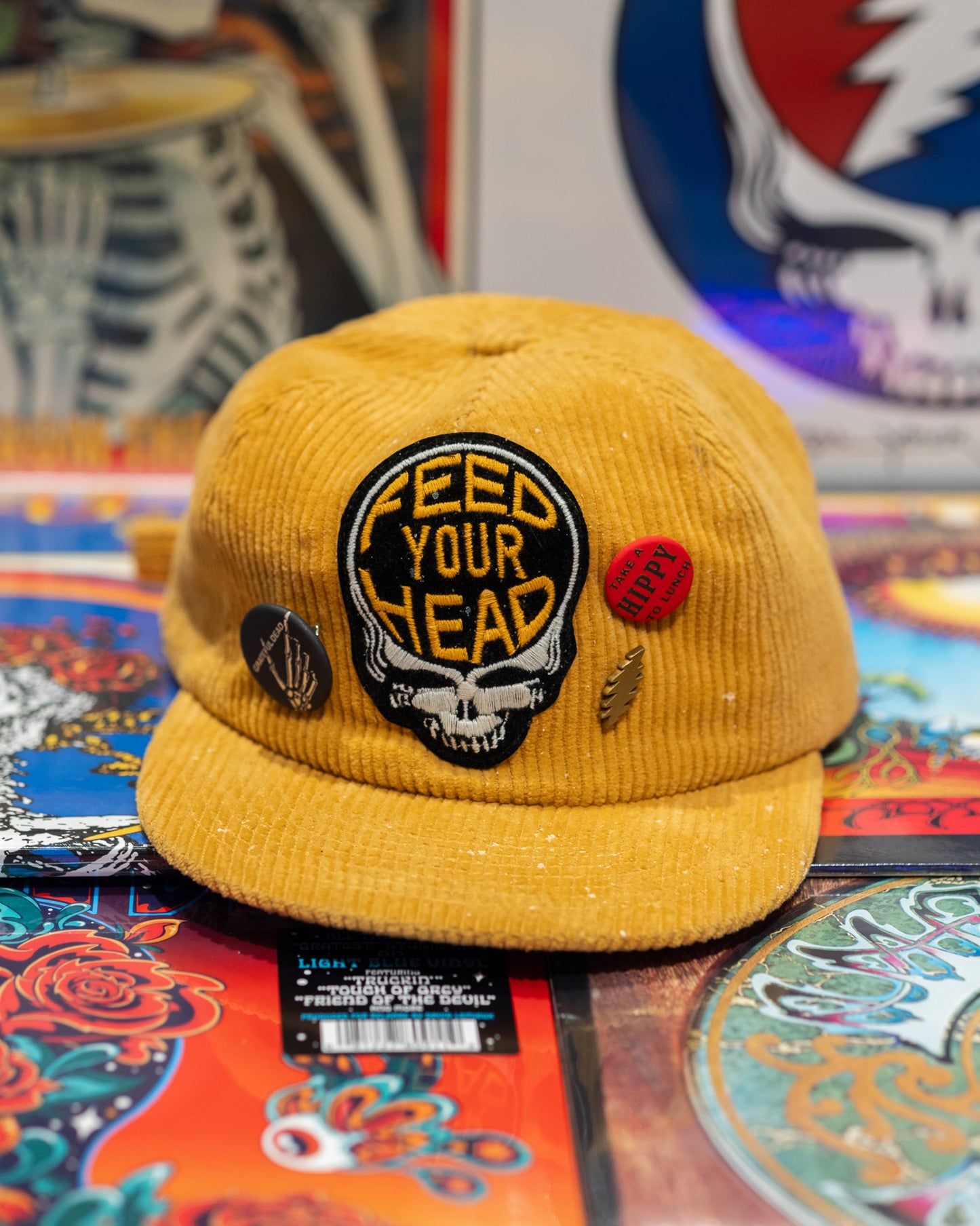 Madeworn Grateful Dead Feed Your Head Corduroy Hat - Golden