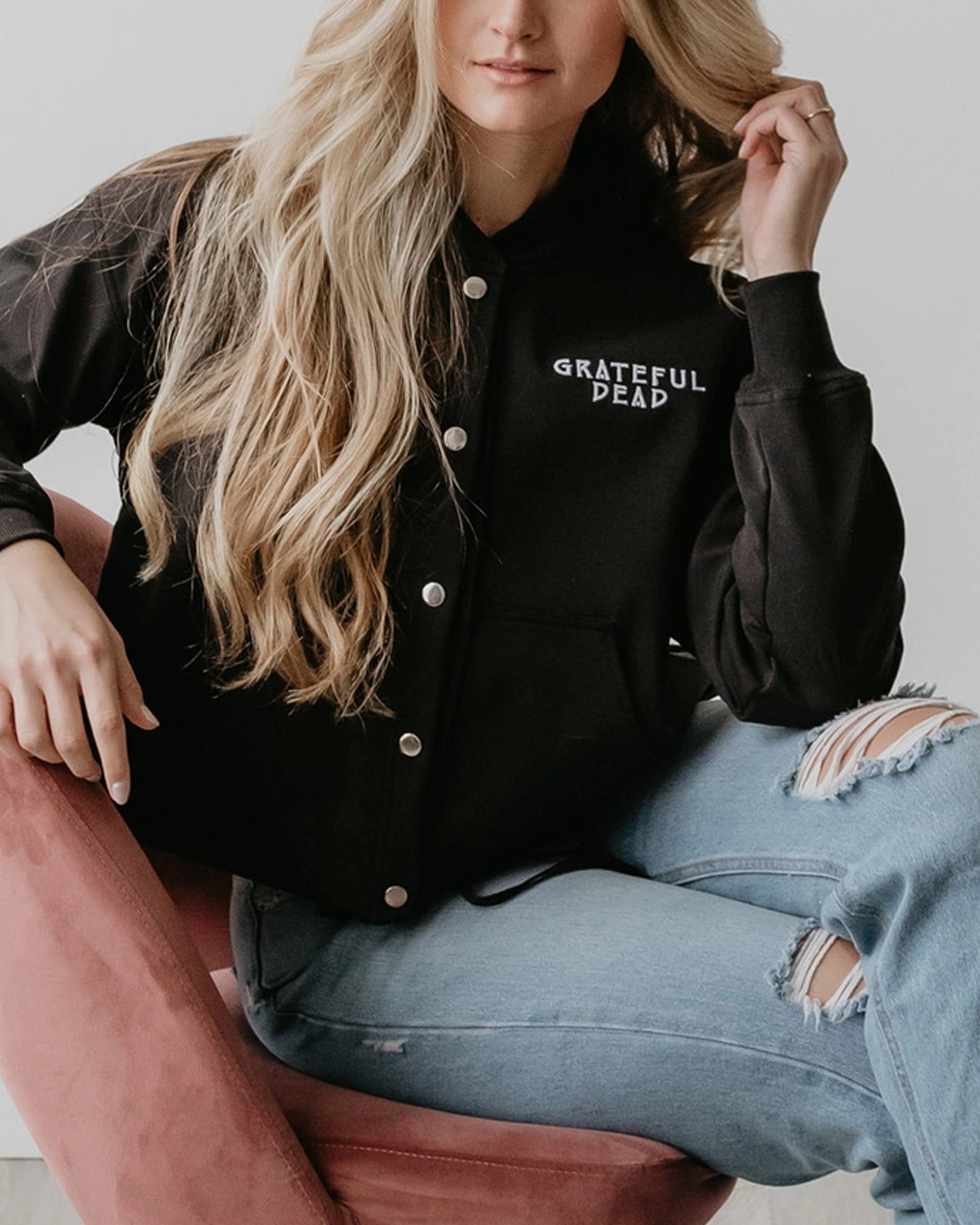 People of Leisure Women's Grateful Dead Varsity Jacket - Black