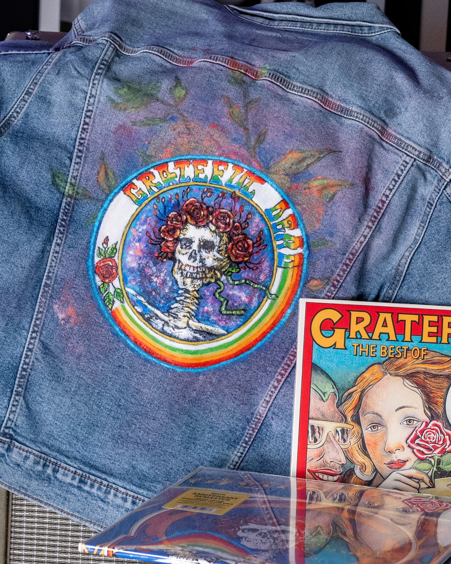 Grateful Dead Hand-Painted Denim Jacket (Large)
