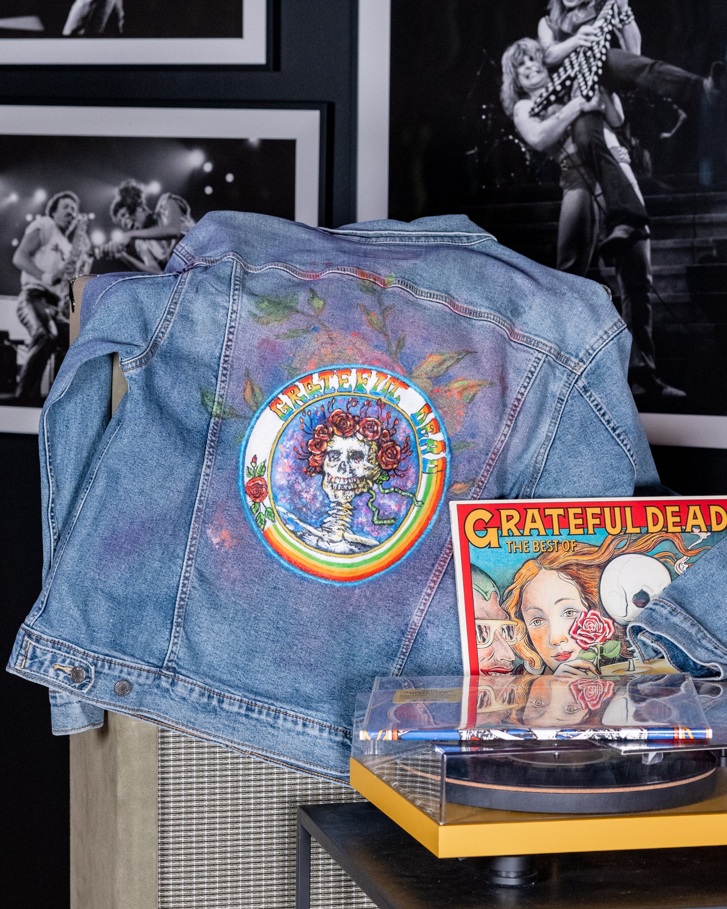 Grateful Dead Hand-Painted Denim Jacket (Large)