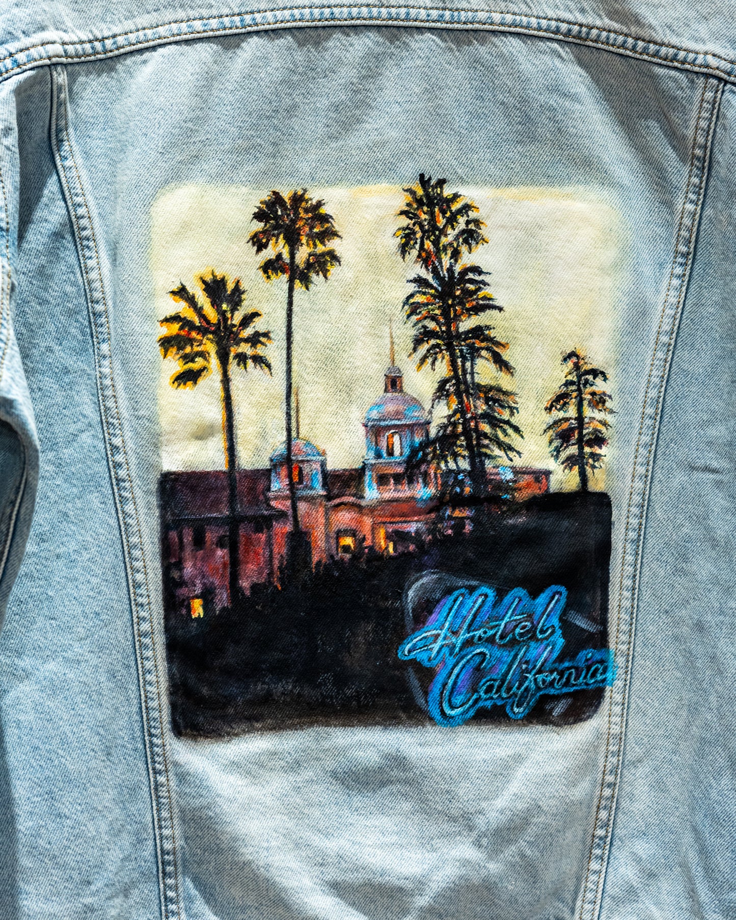 Eagles Hotel California Hand-Painted Denim Jacket