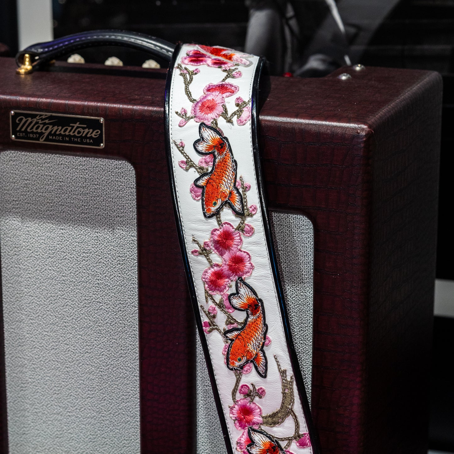 Jodi Head Custom 3" Guitar Strap - Blossoms & Koi