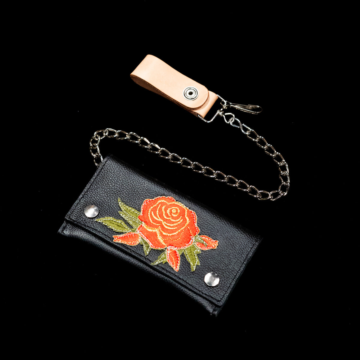 Jodi Head Rose Chain Wallet - Black