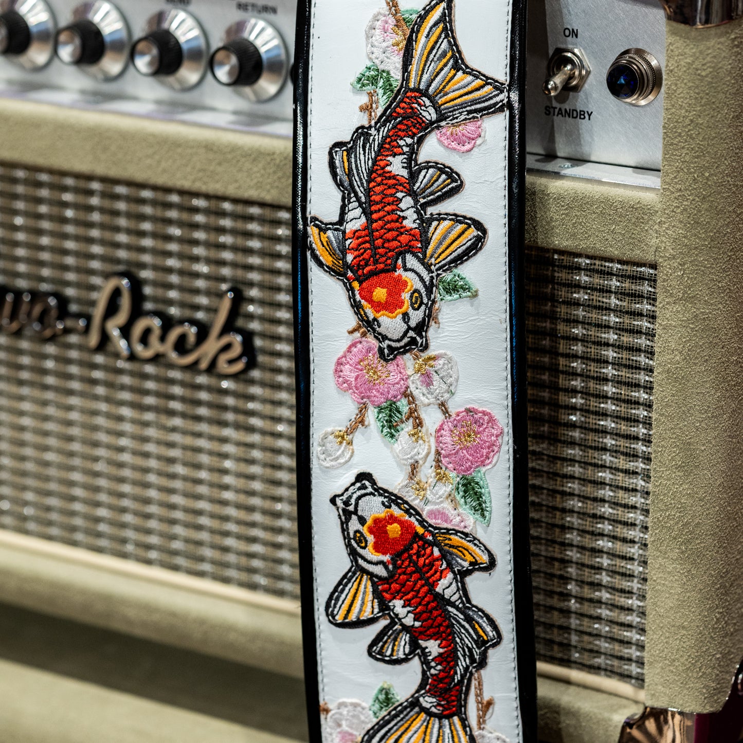 JH Custom Blossoms & Koi Guitar Strap