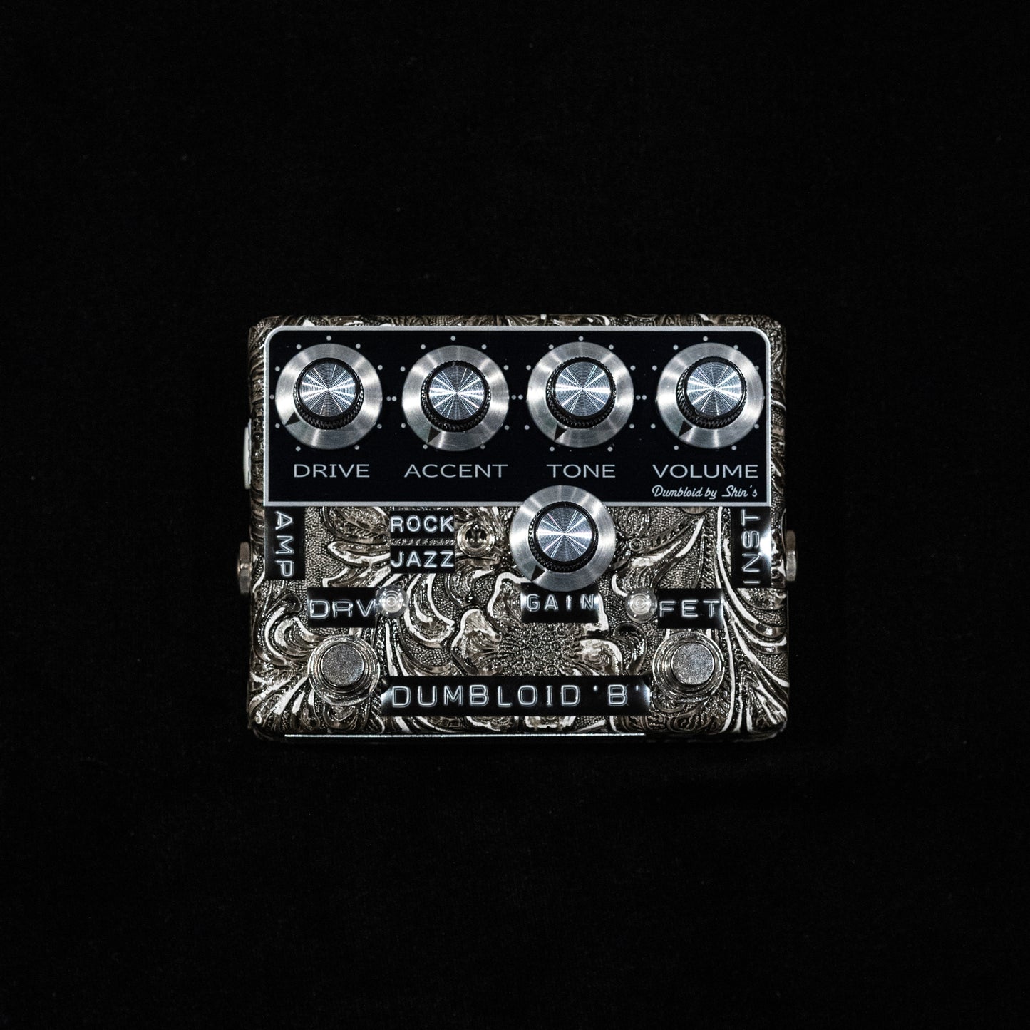 Dumbloid FET Custom Preamp Drive Pedal - Grey Western / Black Panel
