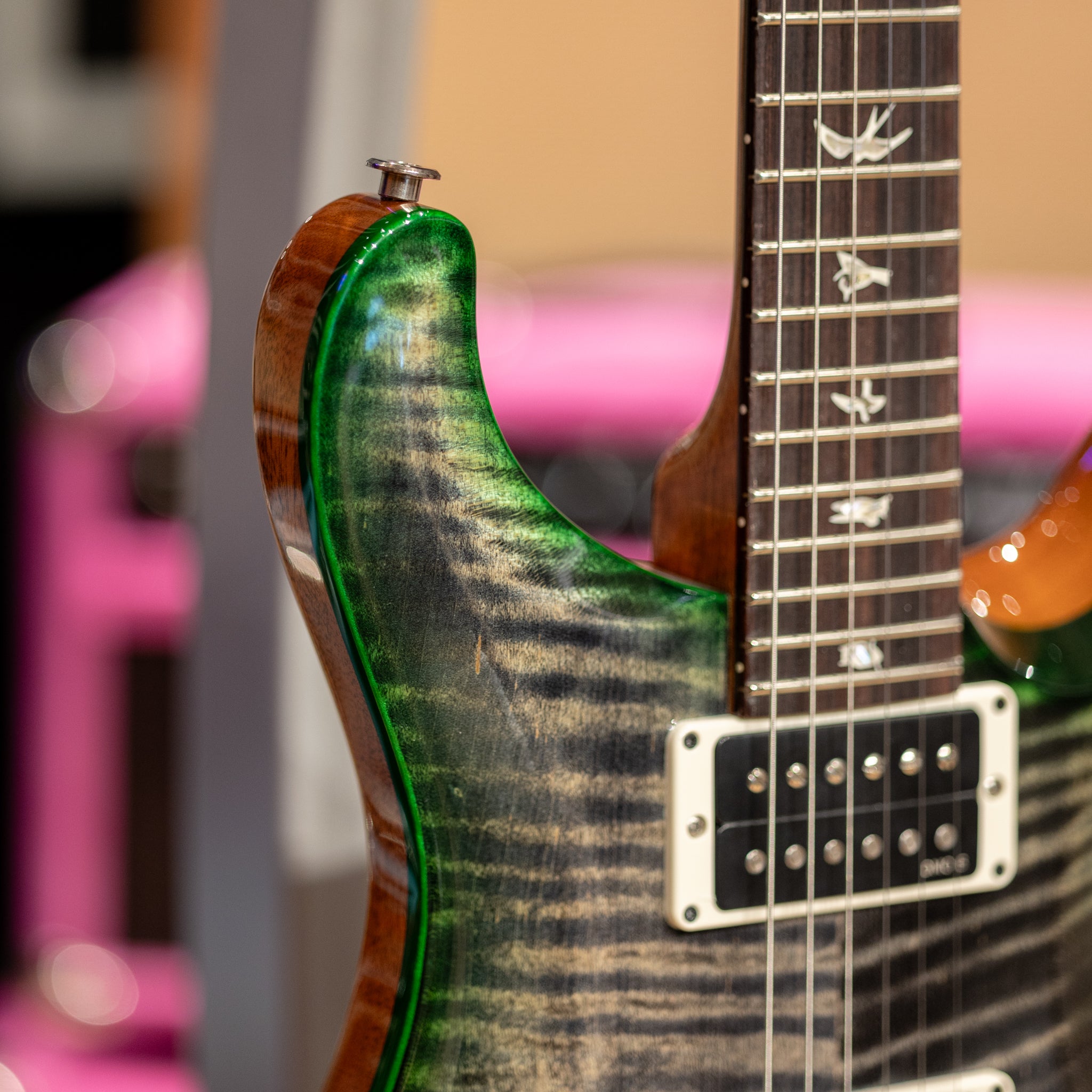 PRS Custom 24 - Charcoal Emerald Green Burst – Round Hill Music Co
