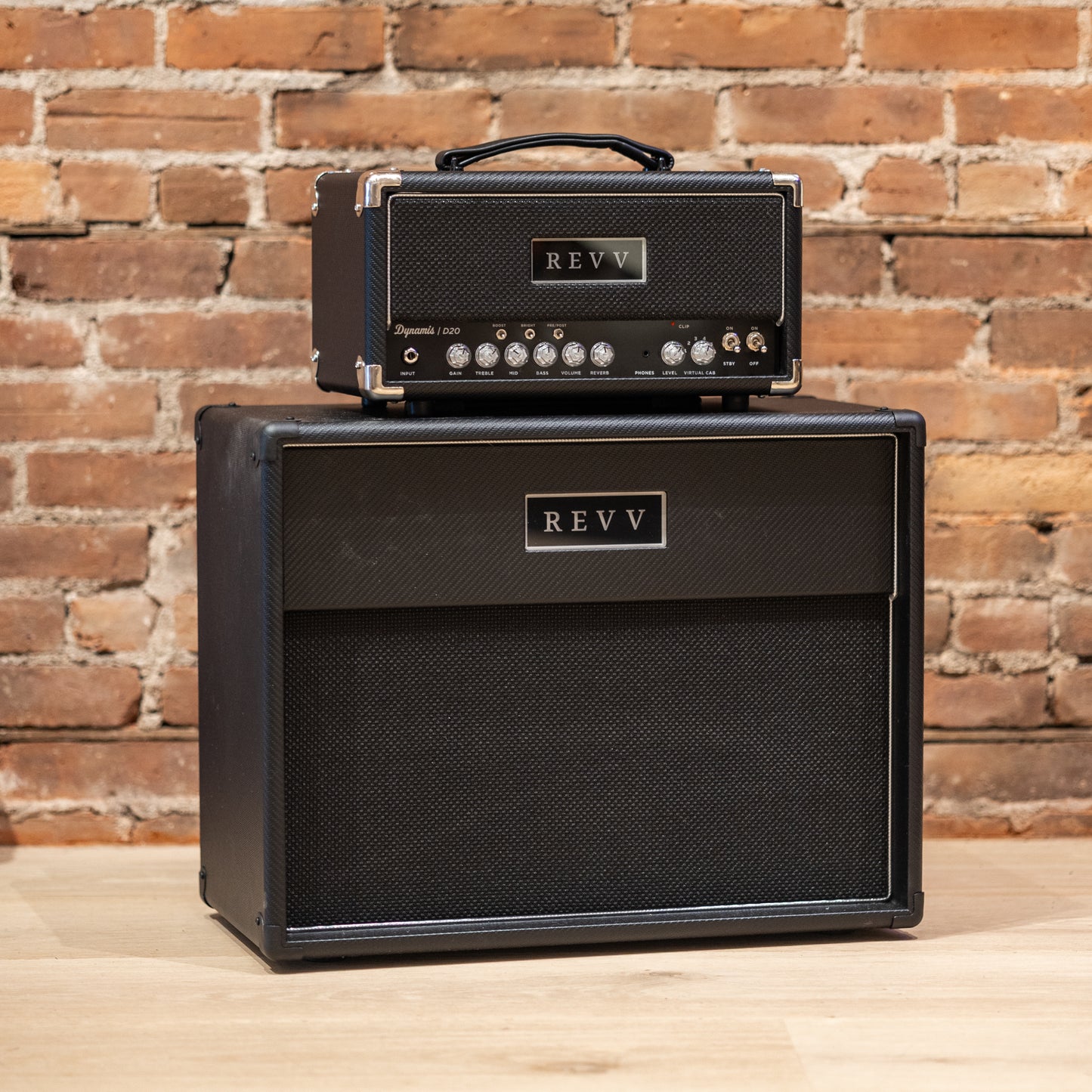 Revv Dynamis D20 MK2 Custom 20W Head + 1x12 Cabinet - Black Carbon Fiber