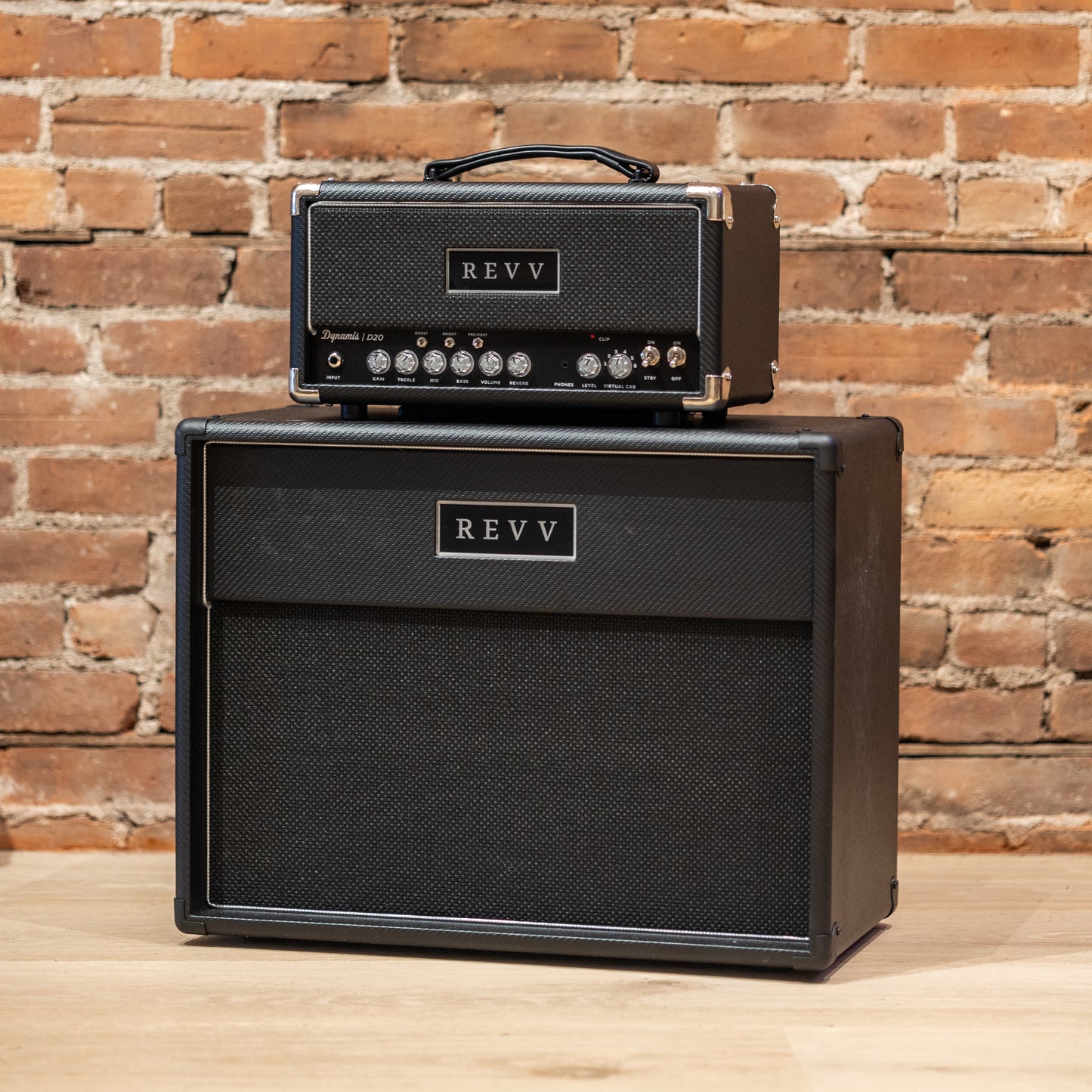 Revv Dynamis D20 MK2 Custom 20W Head + 1x12 Cabinet - Black Carbon Fiber