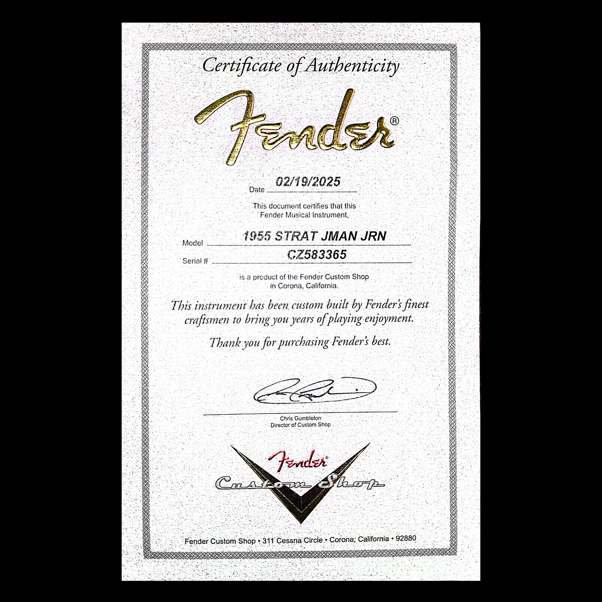 Fender Custom Shop 1955 Stratocaster Compound Radius Journeyman Relic Aged 2-Tone Sunburst - COA