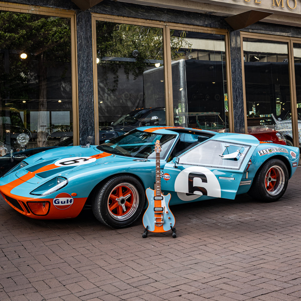 Powers Electric A-Type FF42 Two-Tone w/ Racing Stripe - Gulf Powder Blue & Marigold