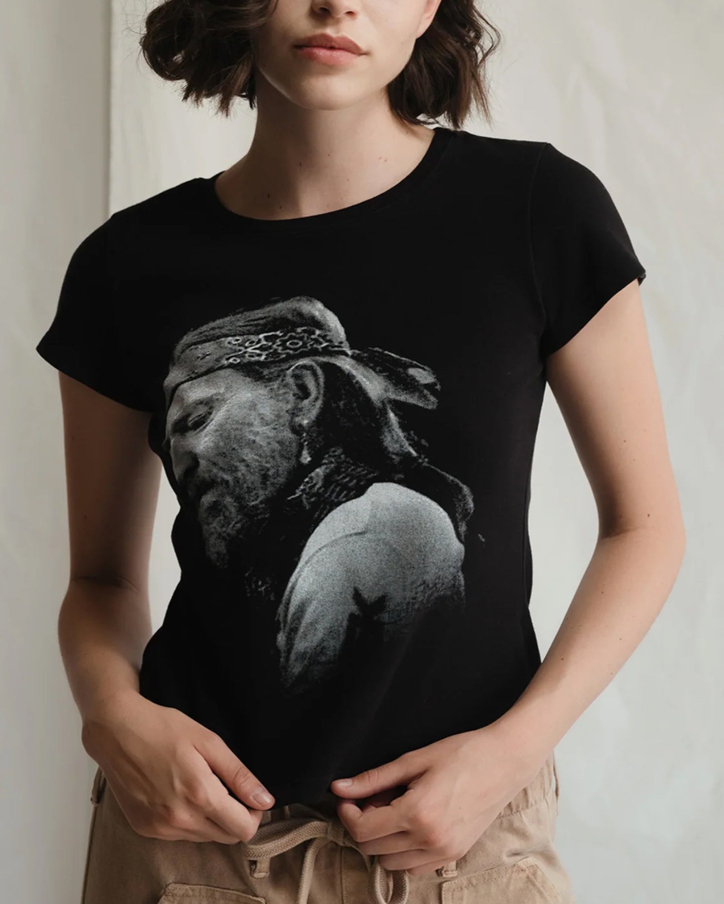 Women's Willie Nelson Just Breathe Baby Tee - Black