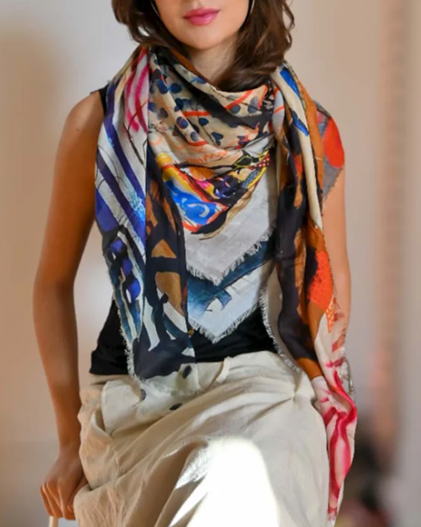 Silk-Modal Large Square Scarf - Inspire